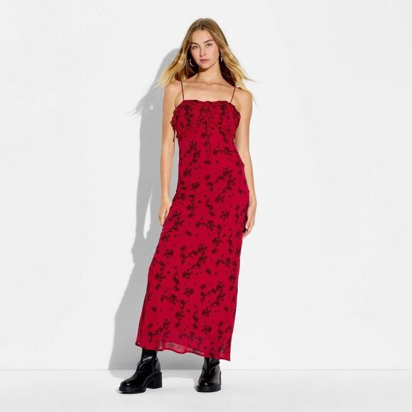 Open Box - Wild Fable - Women's Maxi Empire Waist Dress - Wild Fable Red F Red - Picture 2 of 3